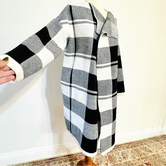 De Philo Black & White Plaid Draped Sweater Jacket Oversized Cardigan Size S - Picture 4 of 13